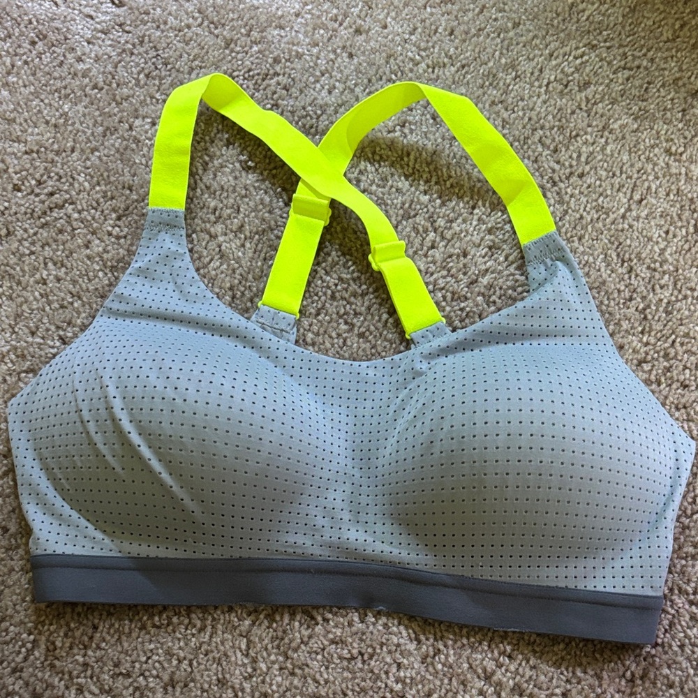 Victoria's Secret Gray and Neon Yellow Sports Bra
